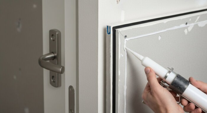 Instalación de puertas acústicas en tabiquería de yeso laminado