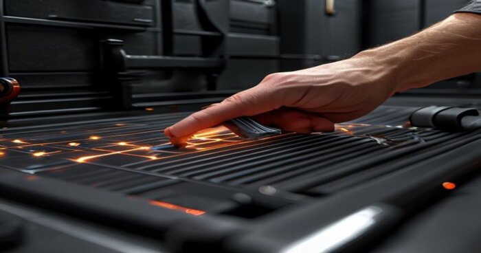 Suelo vinílico con calefacción radiante en baño industrial