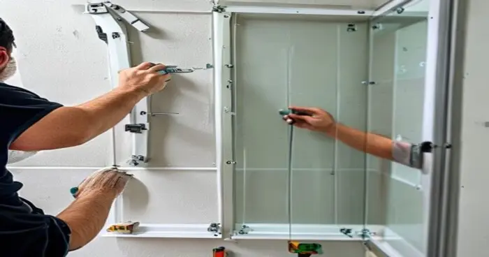 Mamparas UV-C en aluminio: instalación en baños de porcelánico y yeso laminado