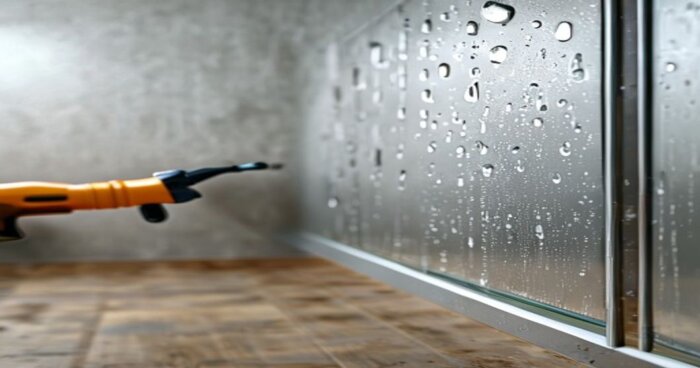 Instalación de mamparas autolimpiables en baños con tarima y yeso laminado