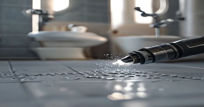 Reparar fisura tubería PVC en baño con porcelánico y suelo radiante