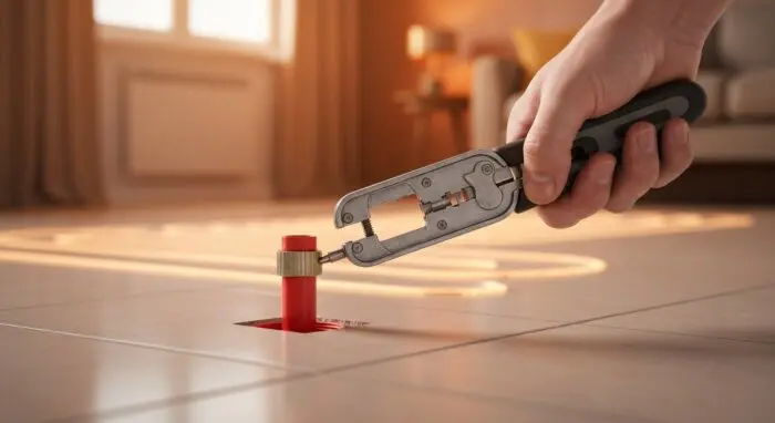 Reparar fuga PEX en suelo porcelánico con calefacción radiante